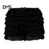 Women Summer Shorts Multi-layered Scattered Hem Ruffle Lace Trim Beach Shorts Lolita Style High Waist Ultra-short Shorts Daily Wear Sleep Shorts
