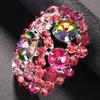 Stonefans Pink Crystal Round Ear Clip Earrings Bridal No Piercing Jewelry Fashion Lady Rhinestone Clip On Earrings Wedding Gifts