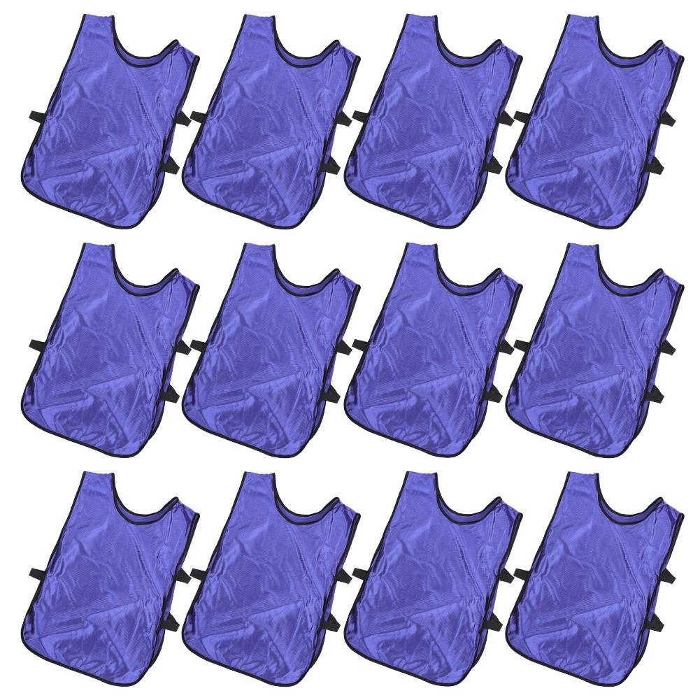12pcs Purple Adult Training Vest Nylon Team Practice Pinnies Free Size for Football Basketball Fitness
