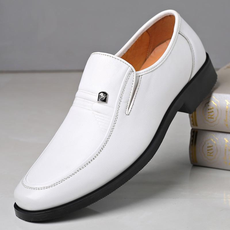 

Leather sandals men s leather summer white men s sandals business hollow breathable hole in the elderly father men s shoes 37