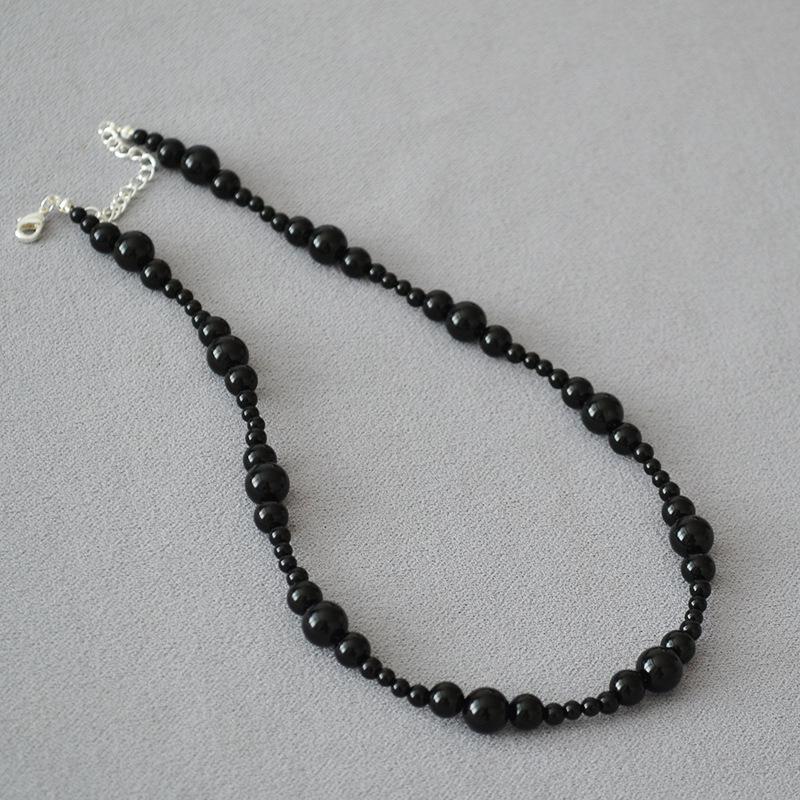 

Elegant Black Agate Handmade Beaded Necklace for Women