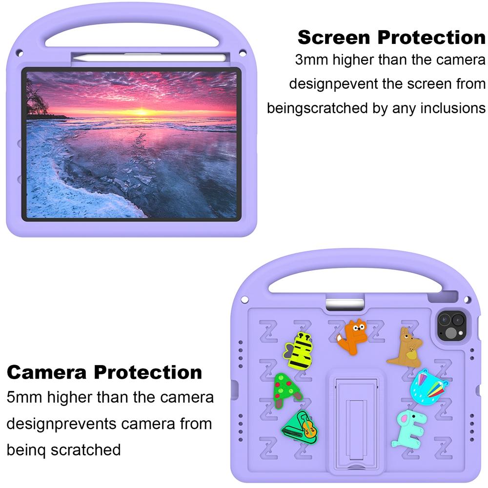 For Apple iPad Air Pro 11 2024 M2 M4 A2836 A2837 A3006 A2902 A2903 A2904 Case Kids Safe Cartoon Letter Portable EVA Foam Shockproof Stand Tablet Cover