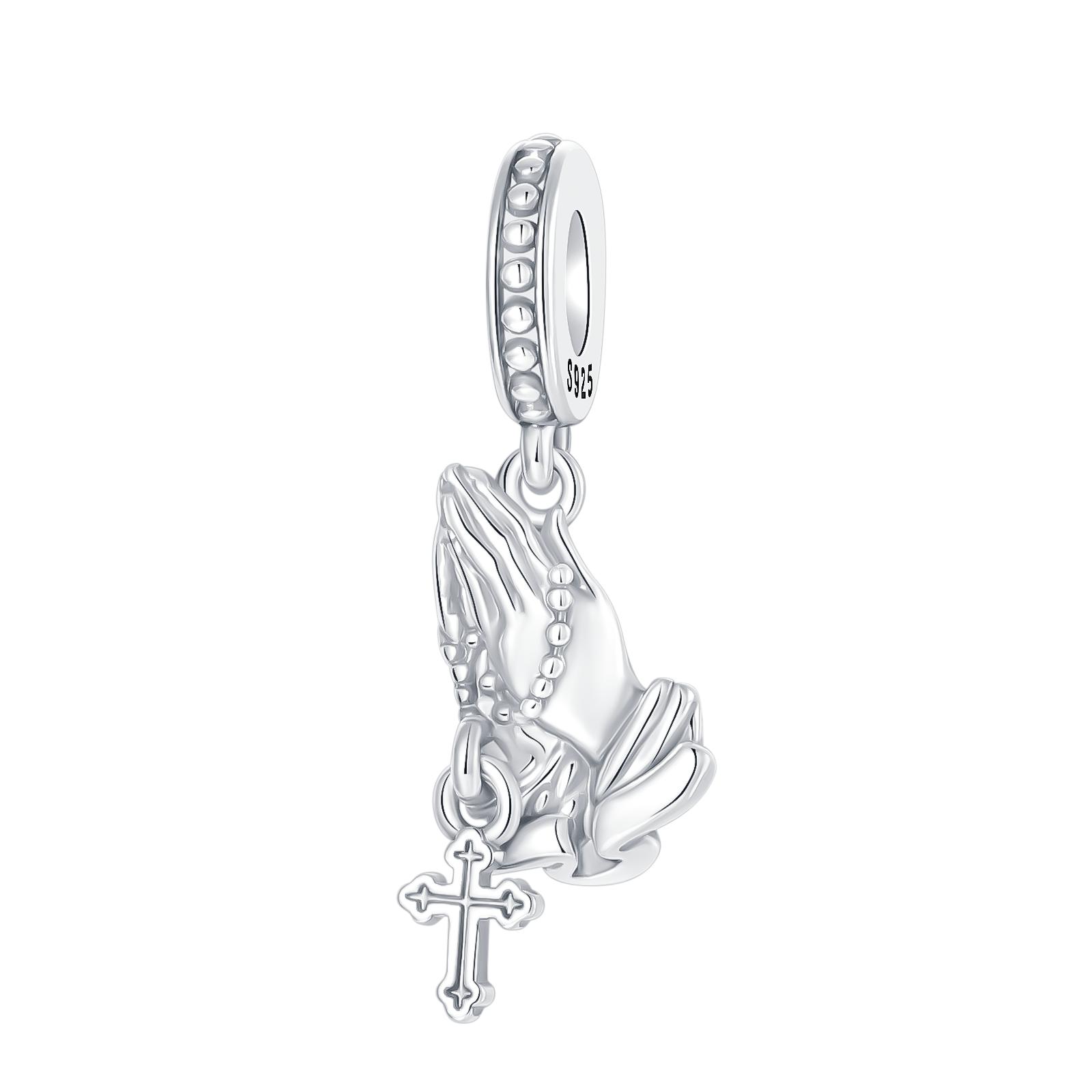

925 Silver Christian Charms Holy Bible Cross Virgin Mary Beaded Bracelet Jewelry Faith Slogan Gift for Religious Women