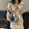 Korean Style Trendy Denim Mini Crossbody Bag with Lanyard and Coin Purse