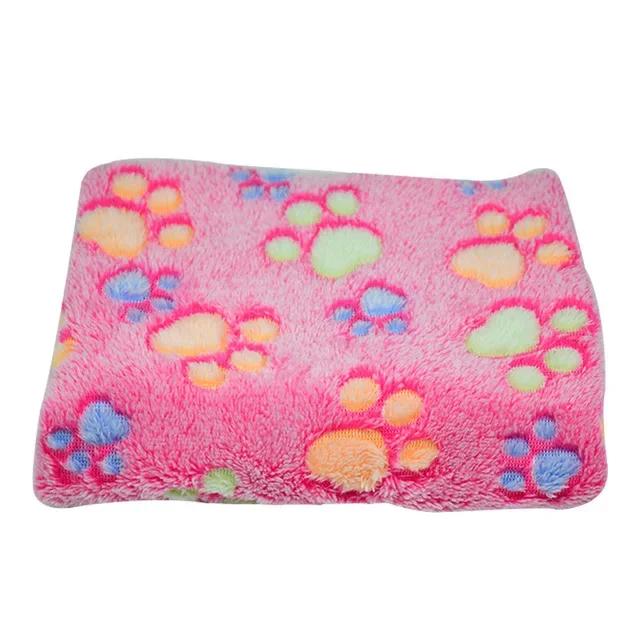 Lovely Pet Small Large Warm Paw Print Dog Puppy Cat Fleece Soft Blanket Beds Mat for Small Medium Large Dogs Mat