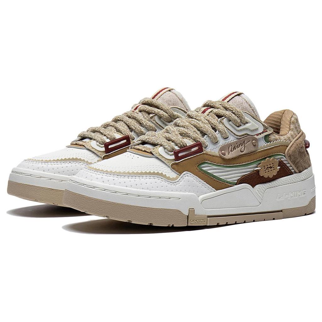 New LiNing 001 BTC PRM Durable Breathable Low Top Skateboard Shoes Women's White Umber AGCT004-2