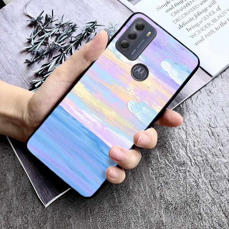 Hand Painted Flower Phone Case for Motorola Moto E32 E20 E40 G22 G52 G20 G30 G100 G60 G50 G10 GPure GStylus G9 One Action Macro
