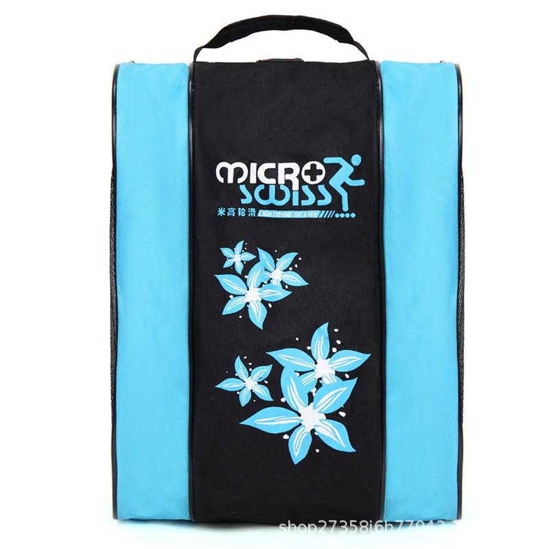 Dreieckige Einzelschulter-Rollerblade-Tasche für Schlittschuhe, Helm und Schutzausrüstung mit doppelten Mesh-Fächern.
