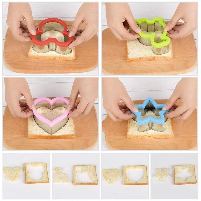 Stainless Steel Sandwich Cutter Cartoon Dinosaur Rabbit Toast Bread Mould Cookie Cutters DIY Baking Mold Kids Lunch Bento Tool