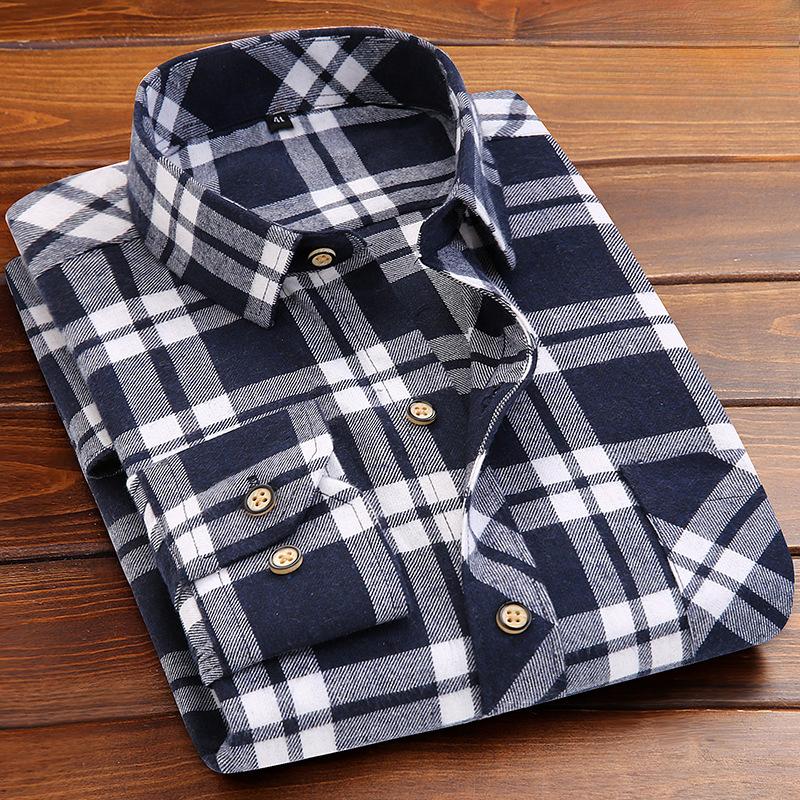 Pánská ležérní kostkovaná košile s dlouhým rukávem nadměrné velikosti Pánské