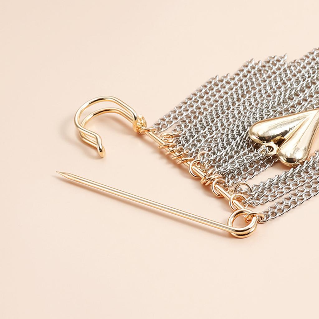 Sturdy Alloy Heart Shape Brooch Multiple Tassels Exaggerated Styles Color Block Fashion Accessory