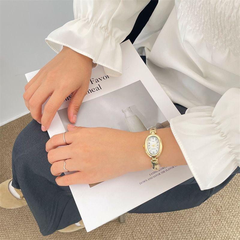 Stylish Roman Scale Women's Bracelet Watches Oval Dial Quartz Watch High-End Ladies Elegant Wristwatch Reloj Mujer Girls Clock