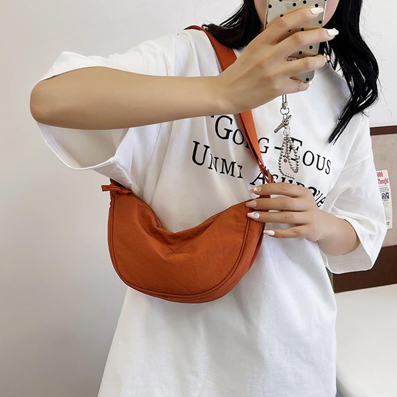 Dumpling Bag Stylish Versatile Lightweight Single-Shoulder Washed Fabric Bag Crossbody