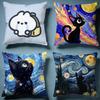 Sternenhimmel Katze Kissenbezug Weich Dekorativer Kissenbezug Geeignet für Schlafzimmer Sofa Auto Reisegebrauch