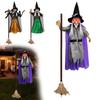 Floating Witch Costume Decoration 180cm Halloween Props, Flying with Scary Sounds & Lights, Wicked Garden Ornaments for Yard Lawn, Haunted House
