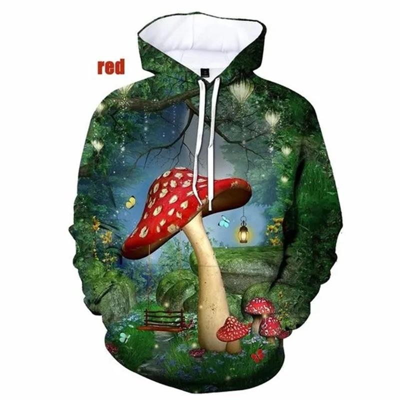 3D-tryck Svampgrafisk Hoodie Dam Pullover Sweatshirts Vår Höst Fulltryck Oversized Hoodie Designkläder Dam