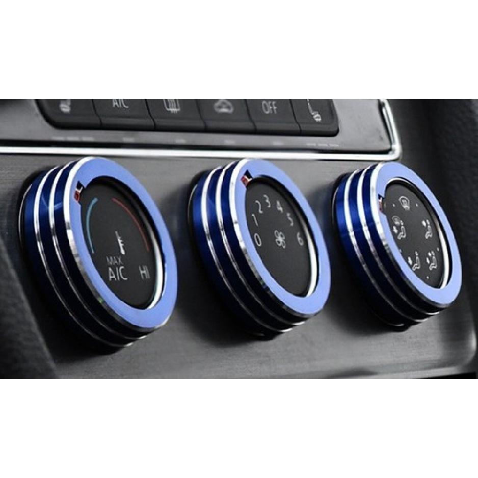 Blue Anodized Aluminum AC Climate Control Ring Knob Covers For VW MK7 Golf GTI