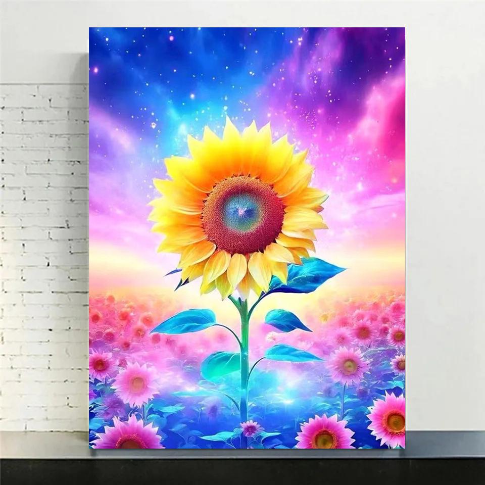 DIY Sunflower Flower Mosaic Picture 5D Cross Stitch Diamond Painting Full Square Round Rhinestone Embroidery Puzzle Home Decor