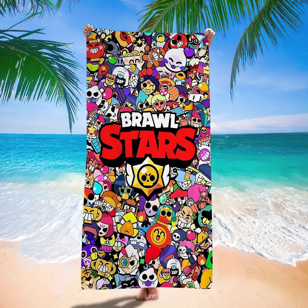 Game B-rawl Game S-Stars Anime Microfiber Printed Beach Towel Mountain Climbing Yoga Beach Swimming Running Absorbent Soft Towel