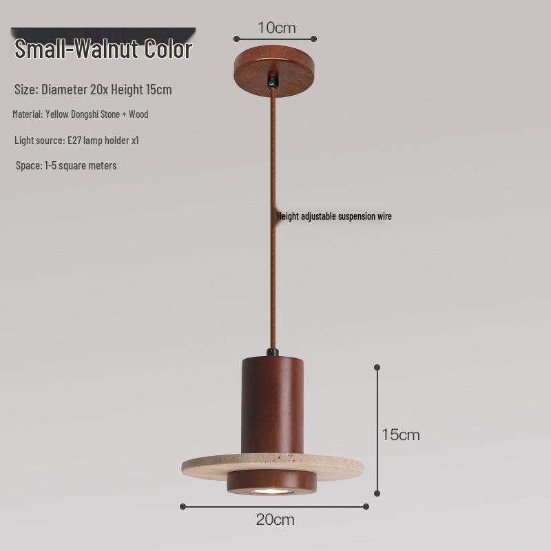 Yellow Travertine Pendant Light - Retro Cream Wabi-sabi Style for B&B, Restaurant, Bedroom, or Bedside.