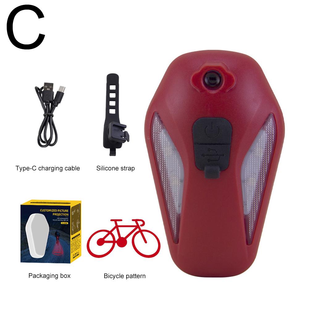 

Cycling Projector Taillight Bicycle Tail Lamp Type C Charging Cycling Safety Warning Light 4 Light Modes for Night Riding
