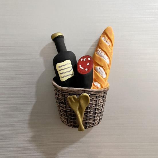 3D Simulated Food Refrigerator Magnet Resin Fruit Bread Fridge Magnet Home Kitchen Office Whiteboard Locker Magnetic Decoration