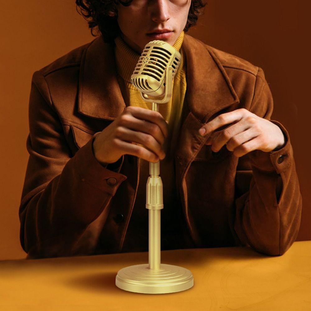 Simulation Props Retro Microphone Vintage Classic Style Dynamic Vocal Microphone Miniatures For Home Decoration Small Ornaments