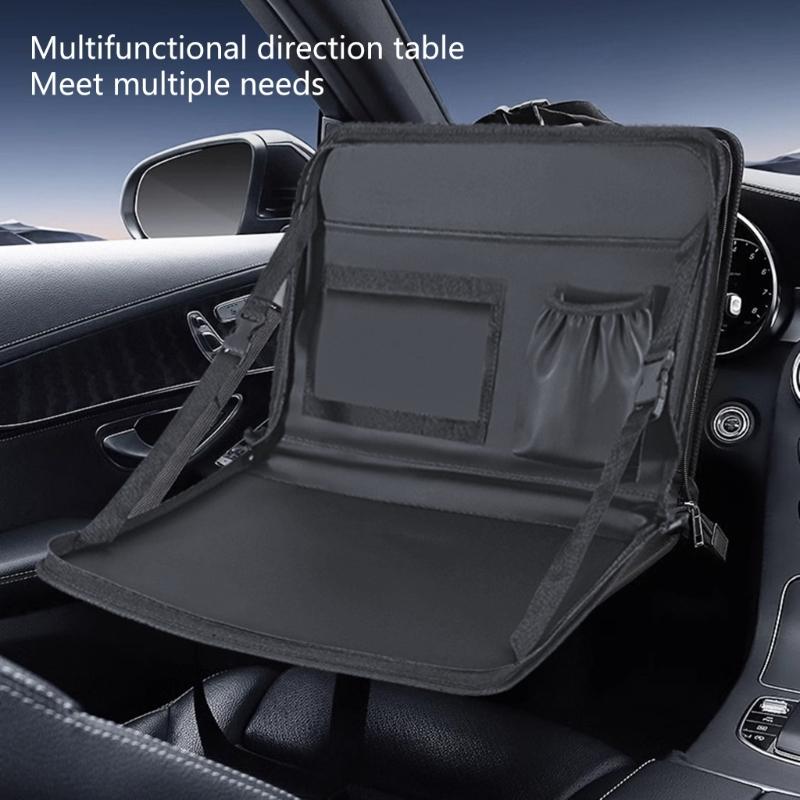 Portable Folding Car Desk with Storage Pockets Vehicle Dining & Office Tray for Eating & Working in SUVs & Large Cars