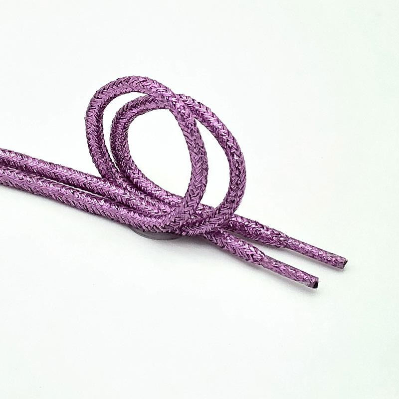 New Round Shiny Metallic Glitter Shoelaces Gold Silver Silk Shoe Laces Sports Canvas Casual Colorful Rainbow Gradient Shoelace