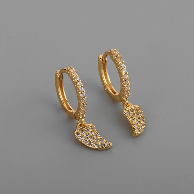 

ANENJERY серьги-кольца с геометрическими рогами для женщин, предотвращающие аллергию, блестящие серьги с цирконием, изящные ювелирные изделия