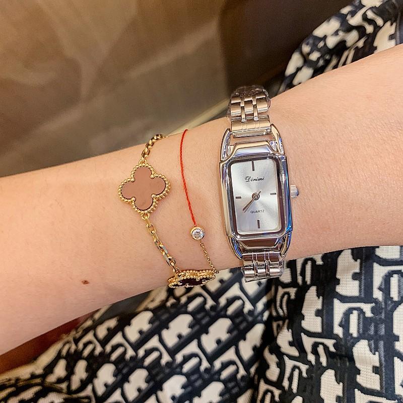 Fashion Accessorie Women's Light Fashion Luxury Watch Simple Retro Rectangular Temperament Watch Watch Stainless Steel Strap