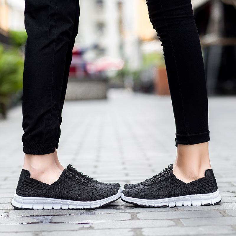 Women Shoes Summer Flats Female Loafers Woman Casual Flat Woven Shoe Breathable Sneakers Slip on Couple Light Sports