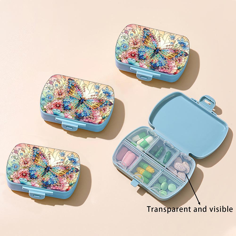Butterfly Diamond Painting Medicine Box Diamond Art Pill Storage Box for Travel