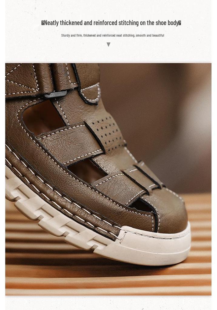 Men's Large Size Closed-Toe Summer Sandals: Outdoor, Water-Crossing, Beach, Driving, Dual-Use Sports, Hollow Design