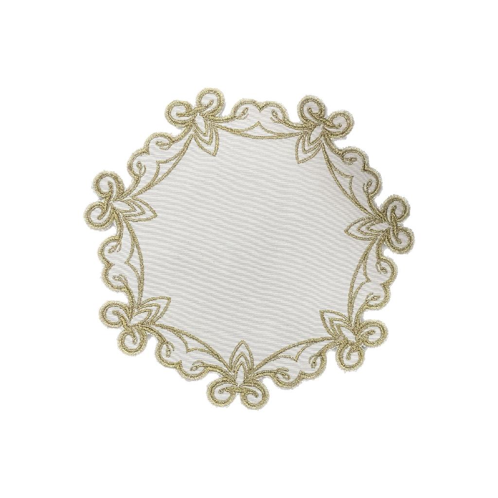 Set Of 6 Authentic Pattern Gold Color Linen Presentation Cocktail Napkins