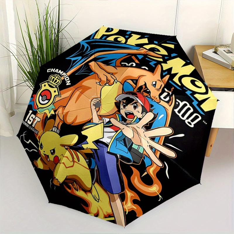 1pc Pokémon Pikachu & Charizard Automatic Opening Umbrella - Portable 3-Fold Design, 8-Bone Iron Frame Outdoor Umbrella, Perfect Gift for Fans, T