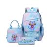 3 Piece School Backpack Set for Students Large Capacity Oxford Cloth Schoolbag with Shoulder Strap and Pencil Case