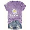 Summer V-neck 3D Flower Pattern Printed Top Fashionable Casual Short Sleeved Women's T-shirts