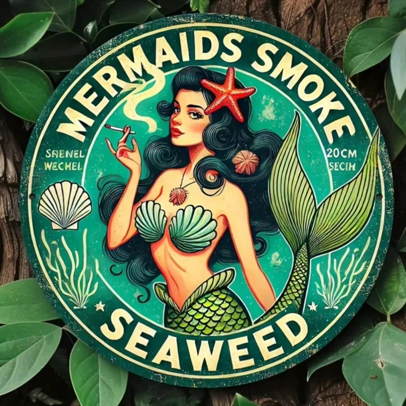 

Vintage Mermaid Sea Fairy Iron Wall Art Metal Tin Sign 2D Engraving 20x20 різнокольоровий