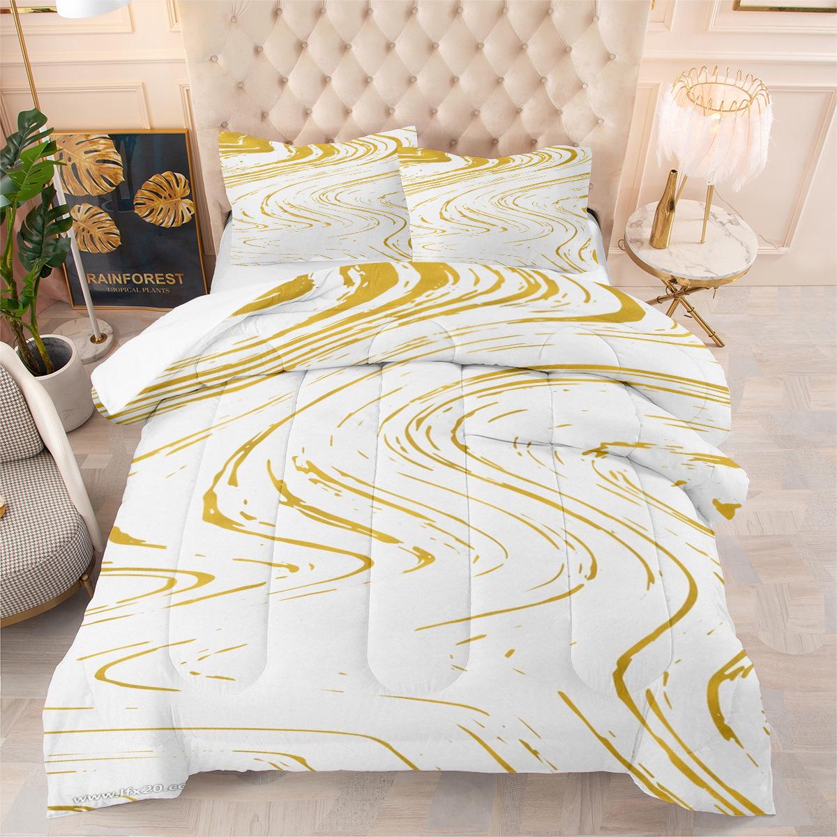 Home Textiles Bedding Quilt Three-piece Set Brushed Printing Marble Casual Style Fat Quilt Set 172*218cm