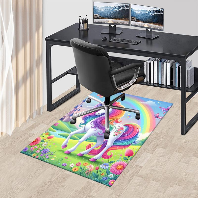 

1pc Rainbow Unicorn Chair Mat - Anime Cartoon Design, Non-Slip Carpet for Office Chairs, Festive Gift, Suitable for Home Decor, Living Room, Bedroom, 60cm by 90cm