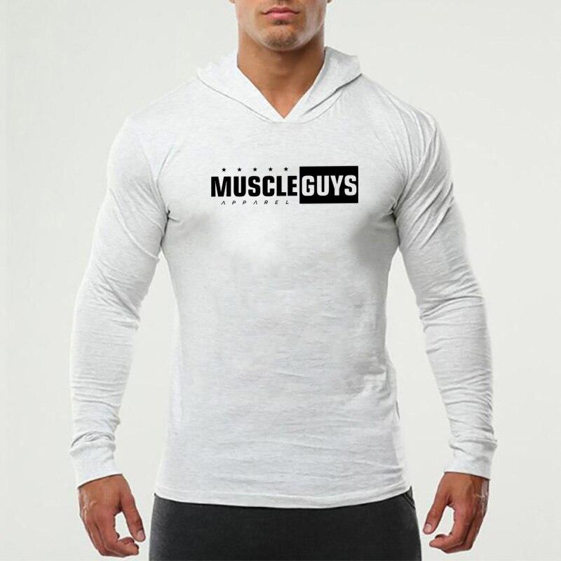 Muscleguys   Slim Fit Comfortable  Hoodie Men’s Daily Casual Clothes Bodybuilder Long Sleeves for Running