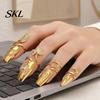 Non-scratch Nail Ring Universal Fit Ring, Lightweight Adjustable Opening Finger Jewelry, Versatile Geometric Design for Protecting Manicure