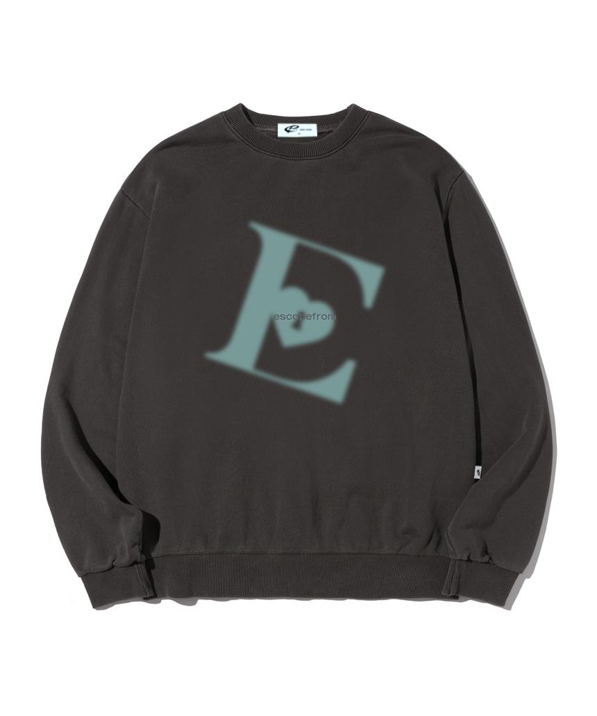 Escape From Big Smudge Logo Print Pigment Sweatshirt Charcoal M