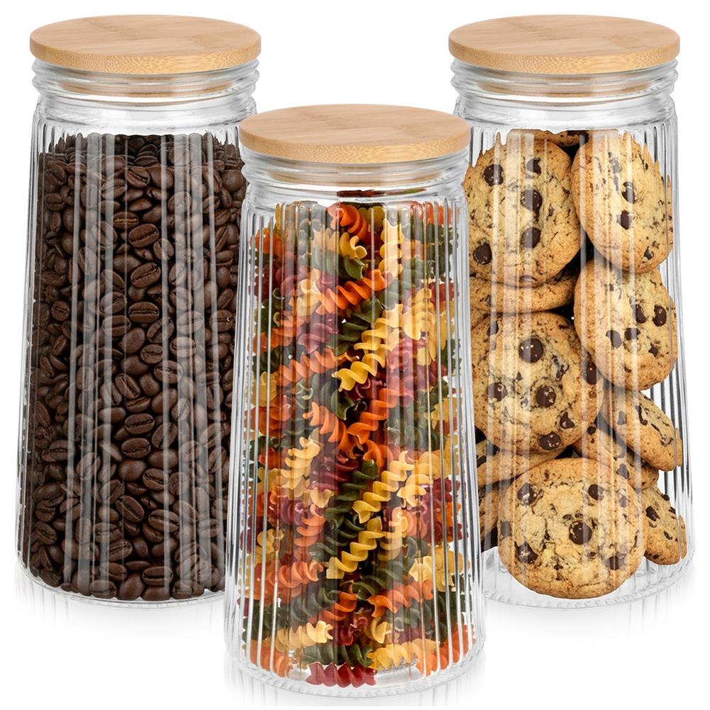 Glass Containers for Loose Products with Lid and Seal 1.4 L 3 Pcs.