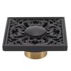 Floor Drain Quadrate Antique European Style Copper Stainless Steel Odor Proof Insect Proof for Bathroom Kitchen