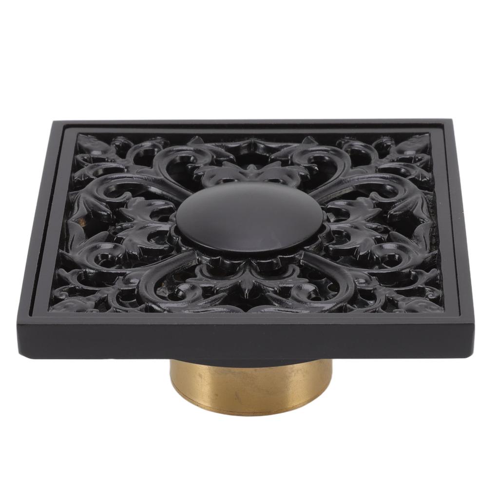 Floor Drain Quadrate Antique European Style Copper Stainless Steel Odor Proof Insect Proof for Bathroom Kitchen