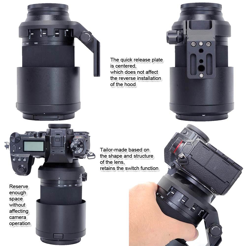 iShoot Metal Lens Support Lens Bracket Tripod Camera Tripod Mount Compatible with Panasonic Lumix S Macro Quick Release Plate with Screw Holes at the