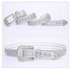 Rhinestones Studded Western Leather Belt Bling Waist Belts for Dresses Pants