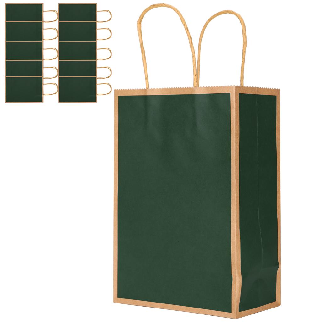 10Pcs Kraft Paper Bag Snacks Shopping Present Gift Bags With Handles for Wedding